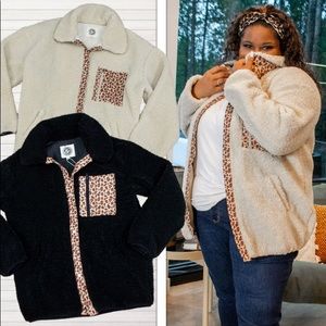 Plus Size Boutique Leopard Sherpa Jacket